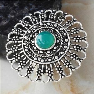 Green onyx Sterling silver ring size 10 1/2